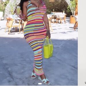Fashion Nova Multicolor Striped Maxi Dress
